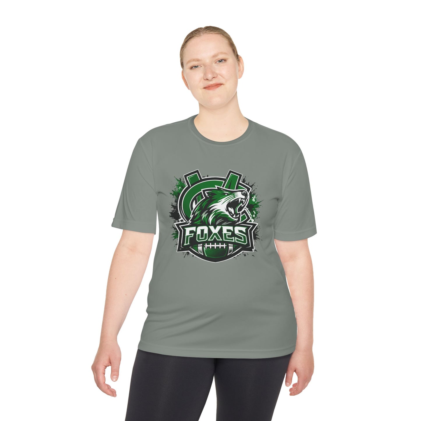 Foxes Sports Logo Tee — Green Grunge Football Team Shirt