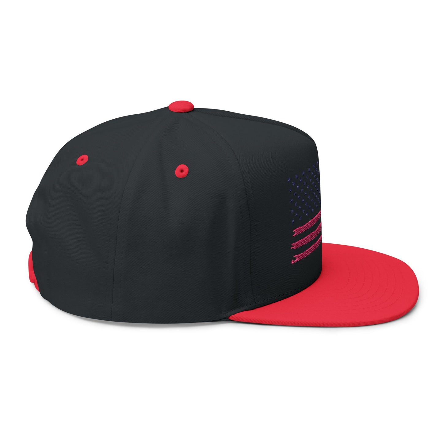 Embroidered USA Sketch Flag Flat Bill Cap