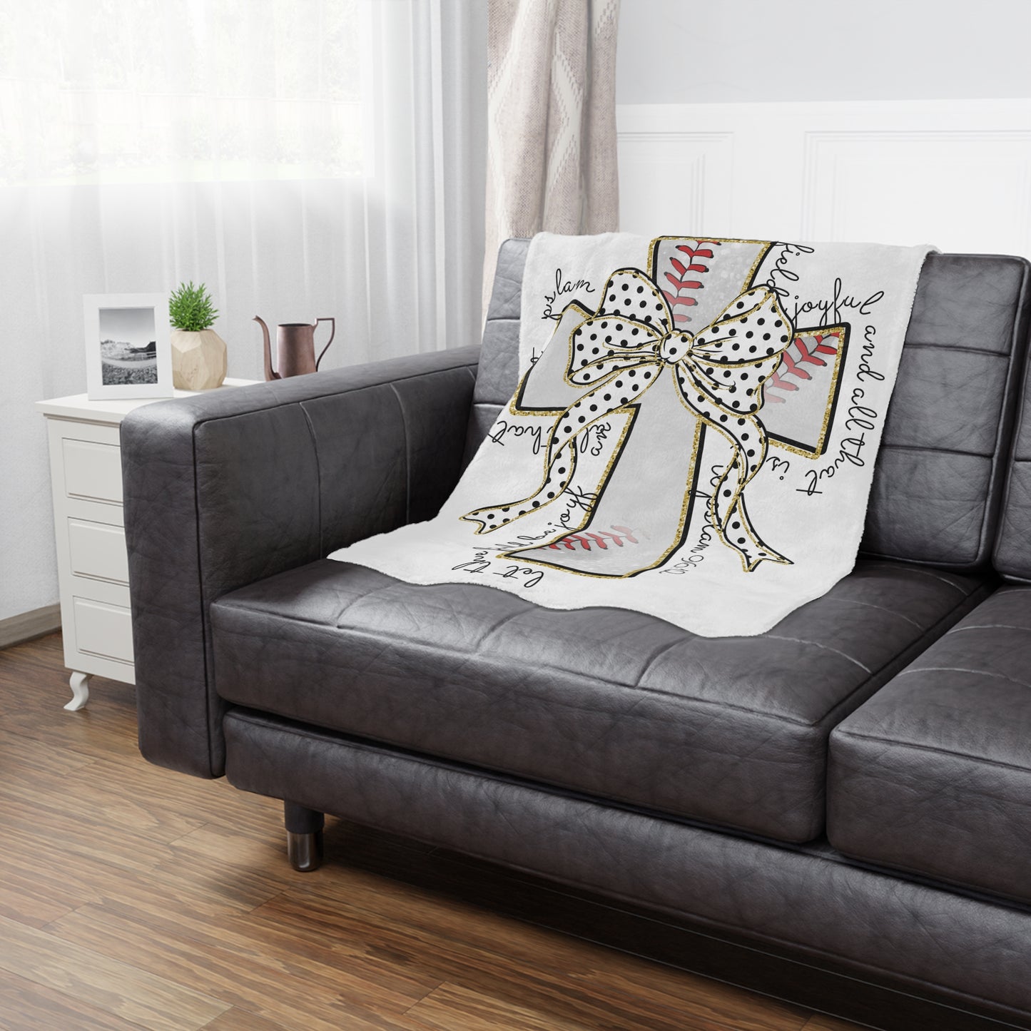 Baseball Cross Minky Blanket — "Let the Fields Be Joyful" Inspirational Baby Throw