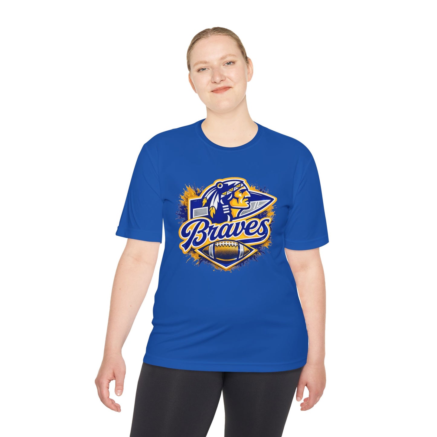 Braves Football Team Tee — Vintage Mascot Logo Moisture-Wicking Shirt