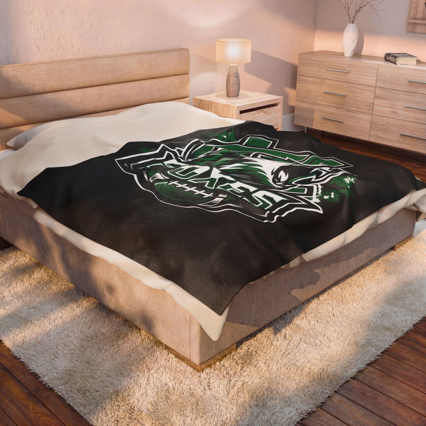 Foxes Football Velveteen Plush Blanket — Soft Team Logo Throw