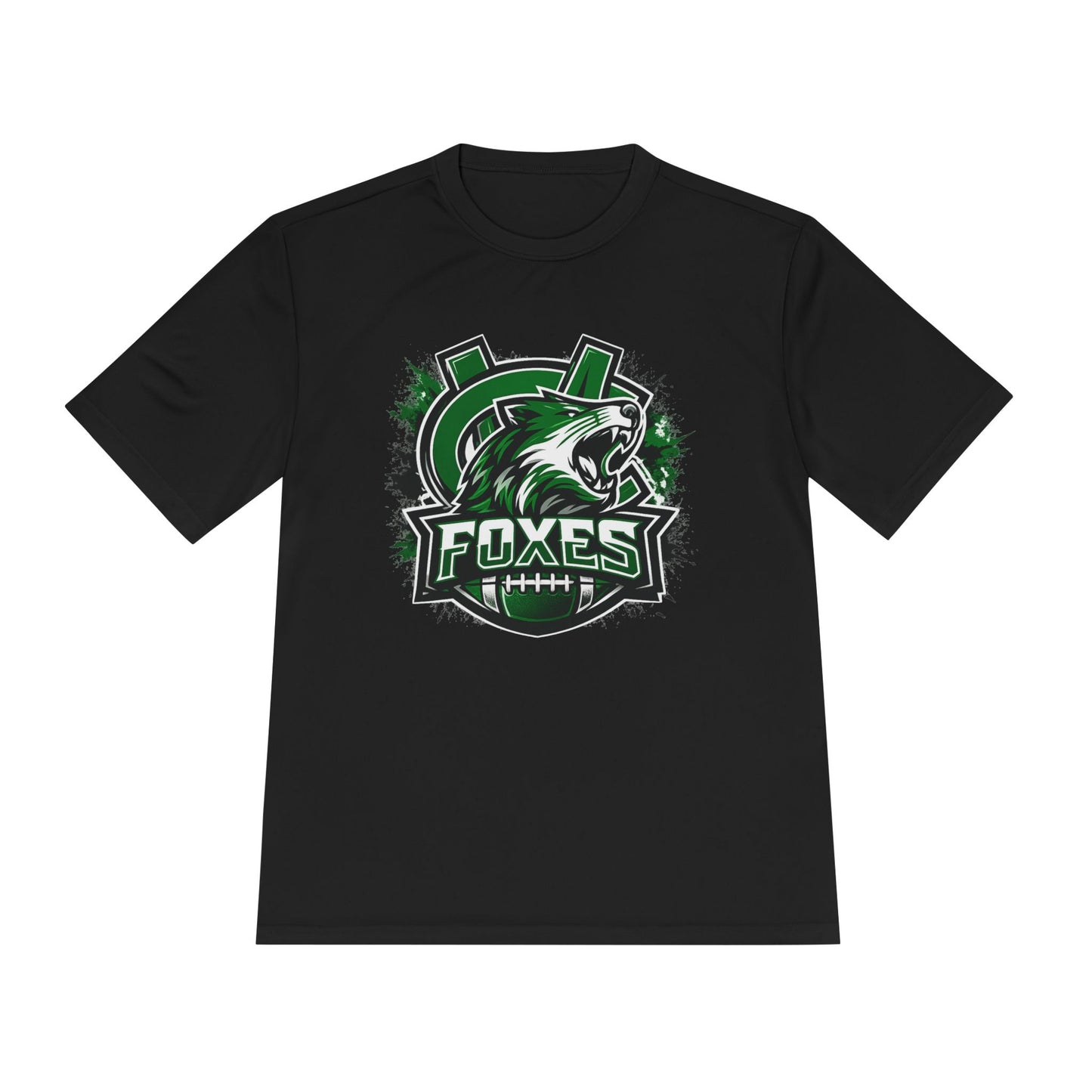 Foxes Sports Logo Tee — Green Grunge Football Team Shirt