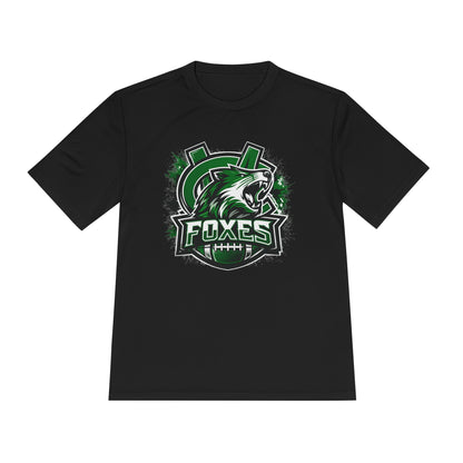 Foxes Sports Logo Tee — Green Grunge Football Team Shirt