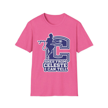 Celeste Cheer T-Shirt — "She's From Celeste I Can Tell" Graphic Tee