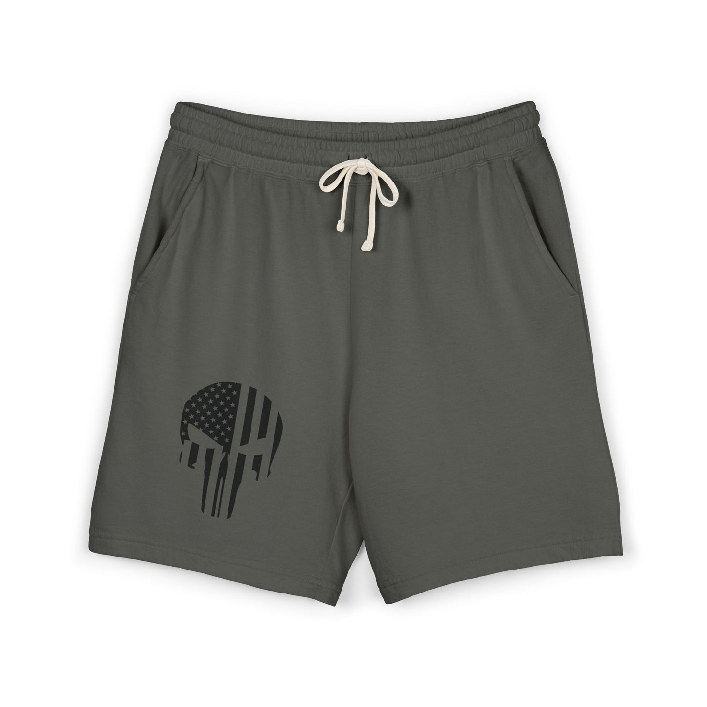 Skull Flag Sweat Shorts — Lightweight Garment-Dyed Fleece