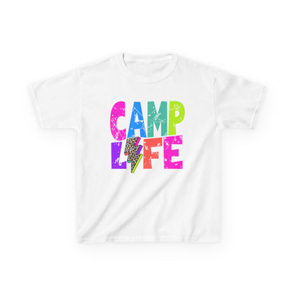 Kids T-Shirt "CAMP LIFE" Bright Rainbow Lightning Camp Tee