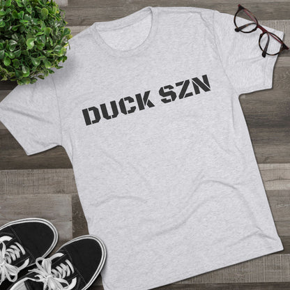 Duck SZN Tee — Camouflage Stamp Text Hunting Shirt for Duck Season