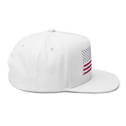 Embroidered USA Sketch Flag Flat Bill Cap