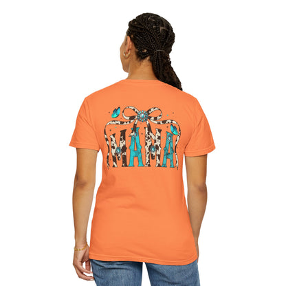 Teal Messy Hair Bun Cheetah Tee