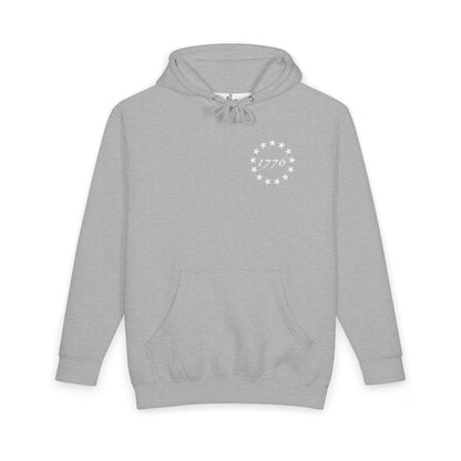 American Flag Hoodie with '1776' Stars — Vintage Patriotic Pullover