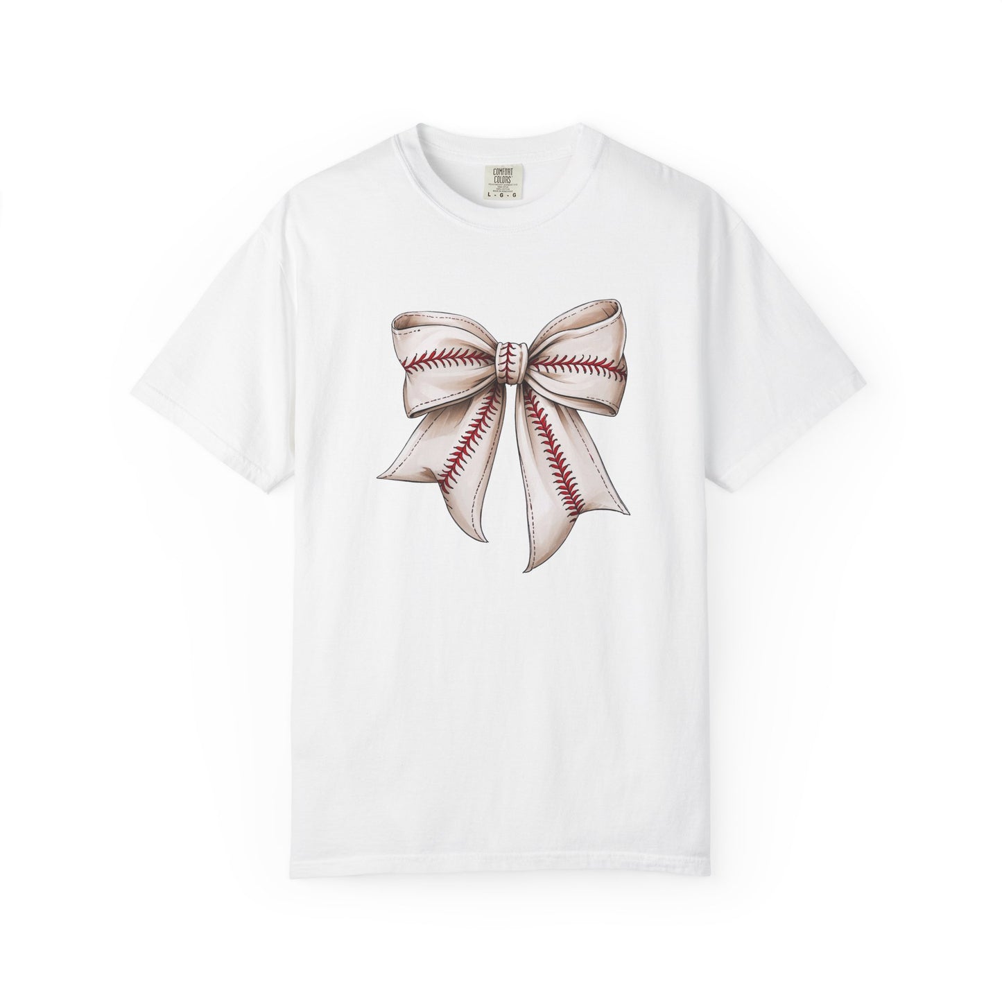 Baseball Stitch Bow T-Shirt — Cute Sports Ribbon Graphic Tee