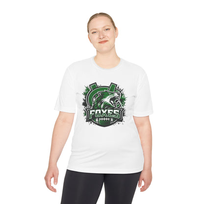Foxes Sports Logo Tee — Green Grunge Football Team Shirt