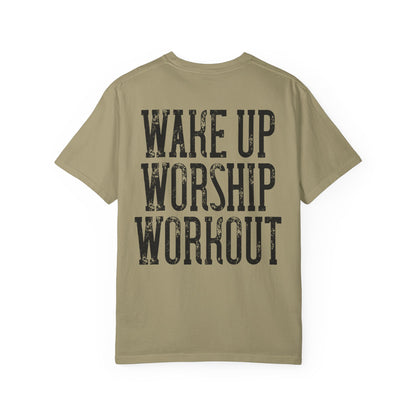 "Wake Up Worship Workout" Men's Tee - Front& Back