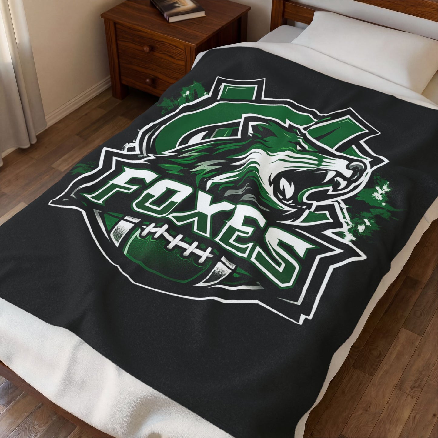 Foxes Football Velveteen Plush Blanket — Soft Team Logo Throw