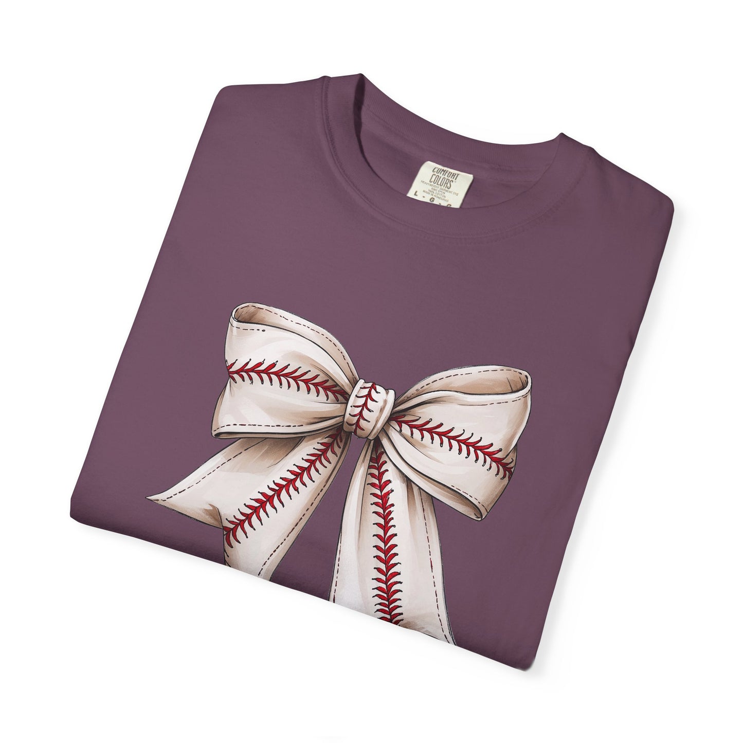 Baseball Stitch Bow T-Shirt — Cute Sports Ribbon Graphic Tee