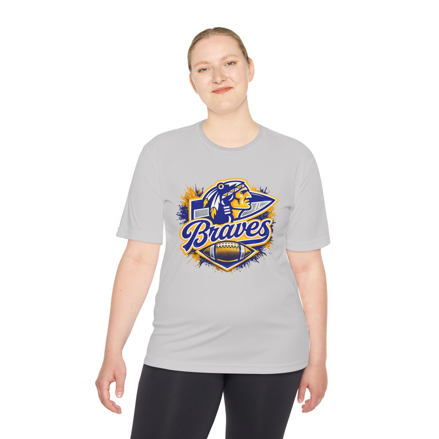 Braves Football Team Tee — Vintage Mascot Logo Moisture-Wicking Shirt