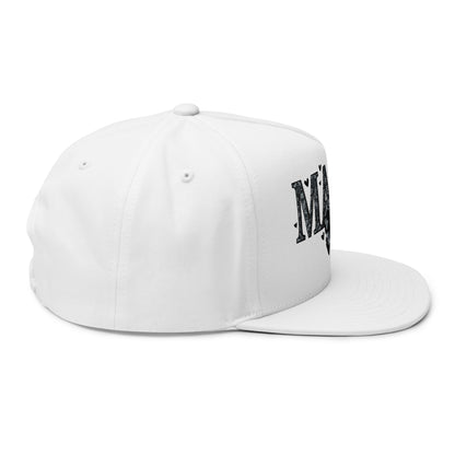 Mama Embroidered Flat Bill Cap — Floral Bow Mom Trucker Hat
