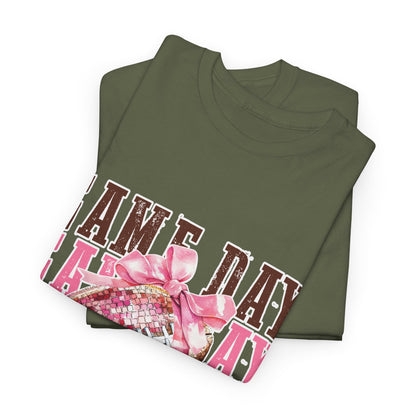 Game Day Pink Football Tee — Women's Cheer Football Shirt
