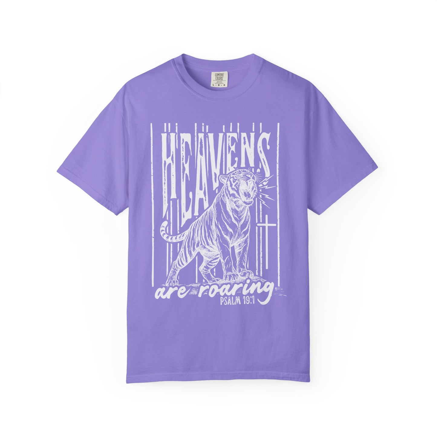 Heaven's Are Roaring Tiger Tee- Purple Writing