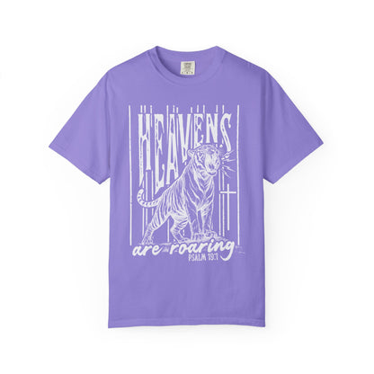 Heaven's Are Roaring Tiger Tee- Purple Writing