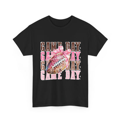 Game Day Pink Football Tee — Women's Cheer Football Shirt