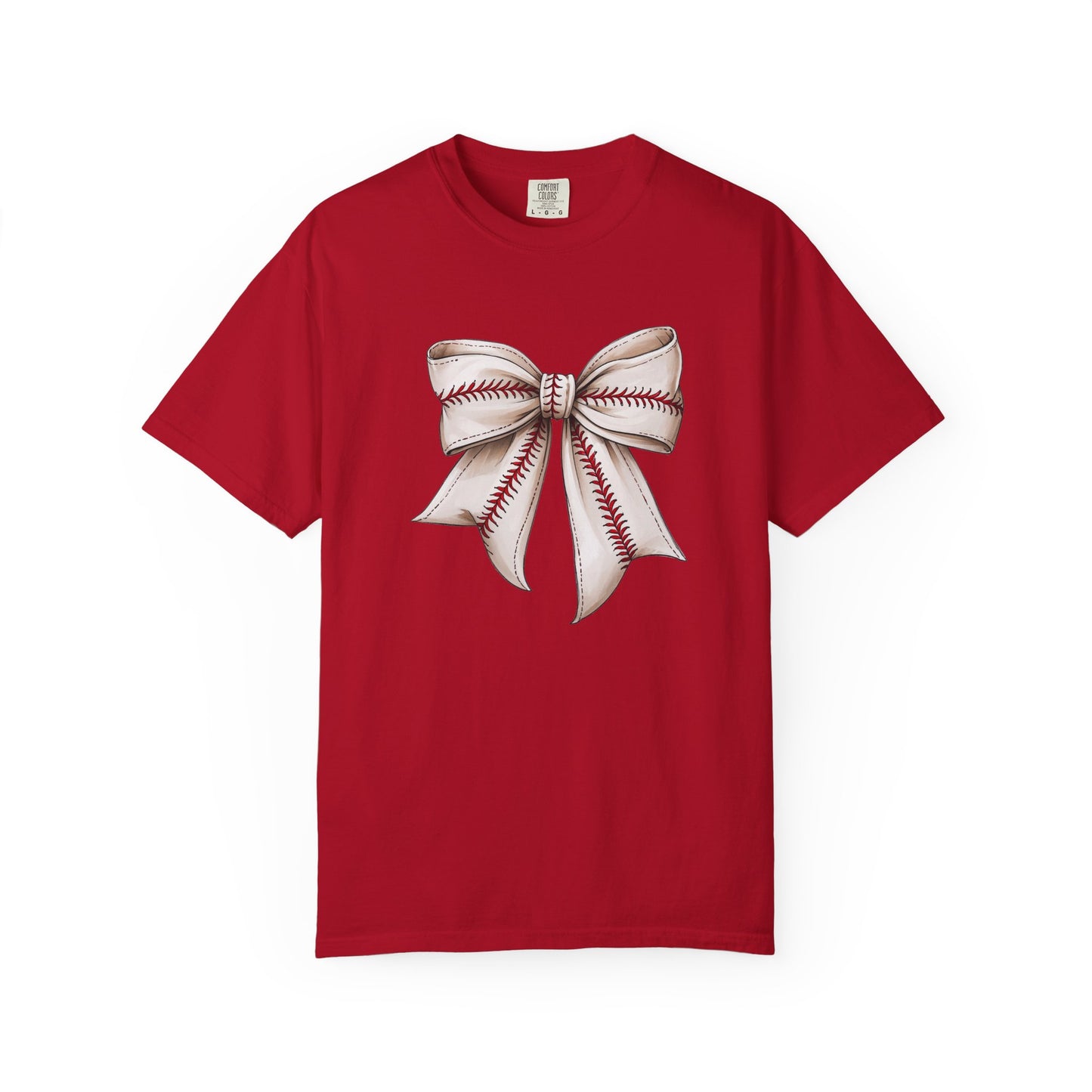 Baseball Stitch Bow T-Shirt — Cute Sports Ribbon Graphic Tee