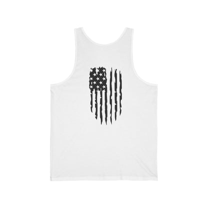American Flag Skull Tank Top — Distressed Patriotic USA Sleeveless Tee