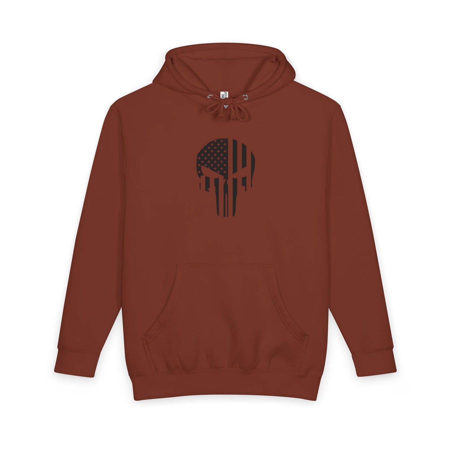 American Flag Skull Hoodie — Distressed Patriotic Pullover