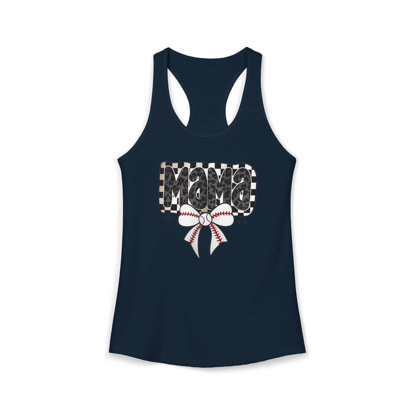 Baseball Checkered Mama Racerback Tank