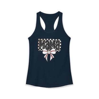 Baseball Checkered Mama Racerback Tank
