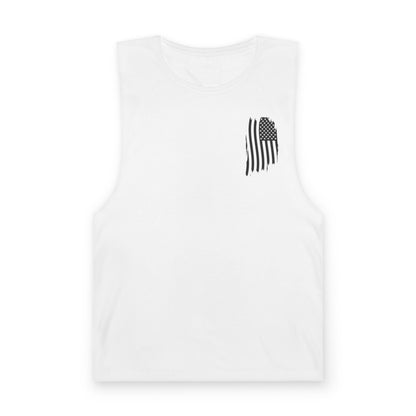 American Flag Pocket Tank Top — Minimal Patriotic Muscle Tee