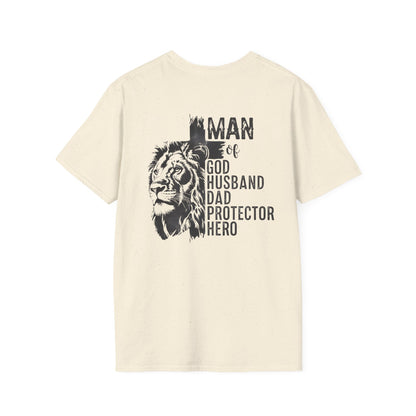 Lion & Cross Men's Faith Tee Front& Back