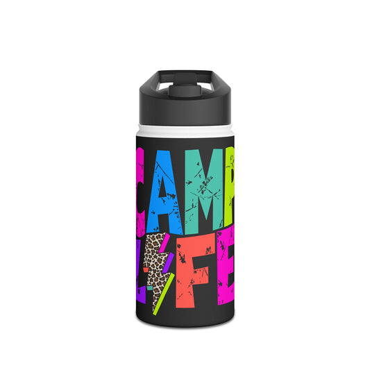 Camp Life Neon Stainless Steel Water Bottle - BLACK