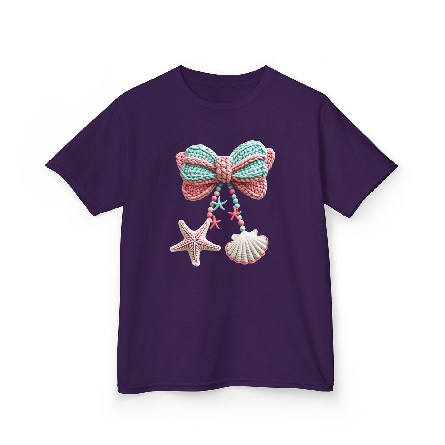 Kids Tee — Seashell Bow & Starfish Beach Graphic