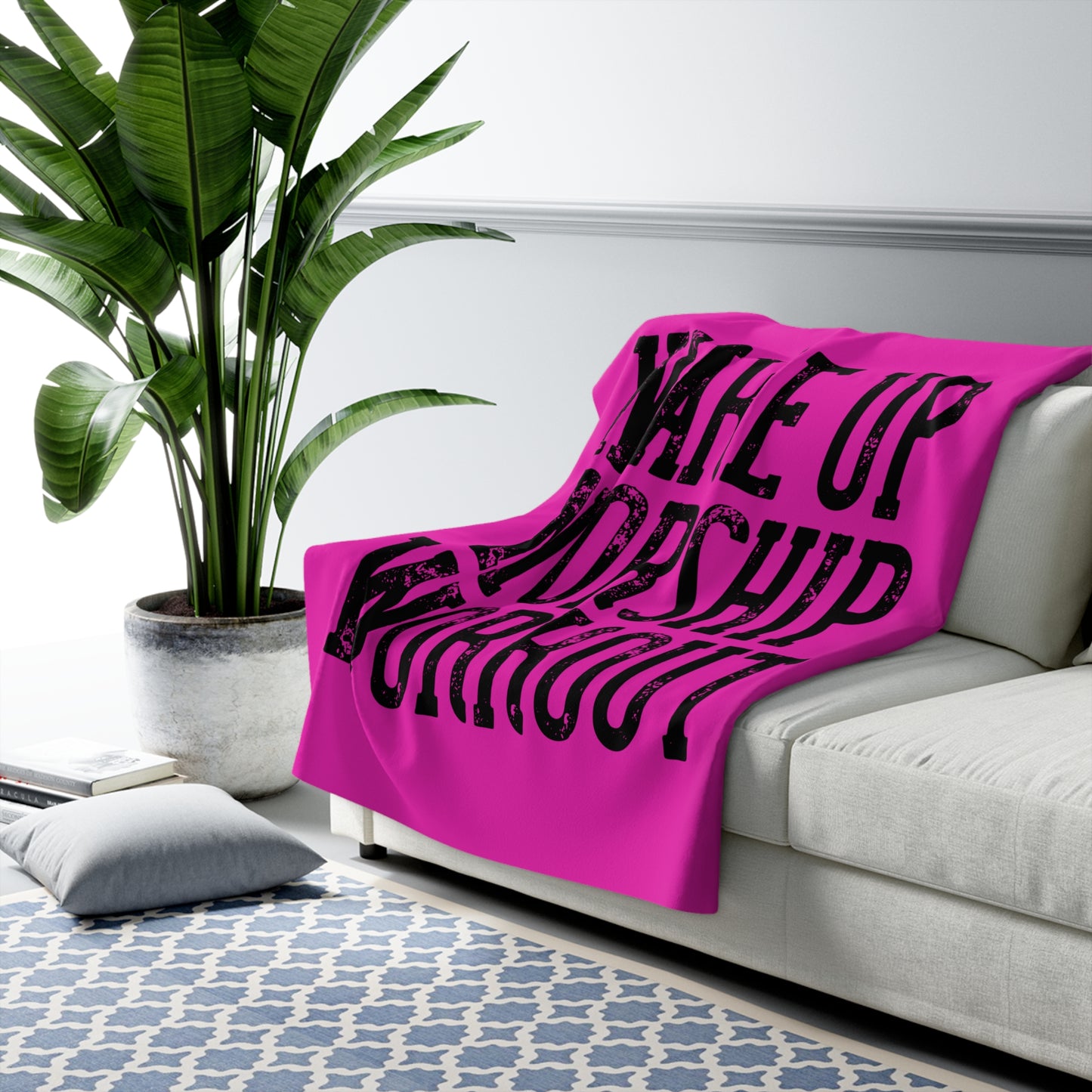 Sherpa Blanket — "Wake Up Worship Workout" Cozy Fleece Throw