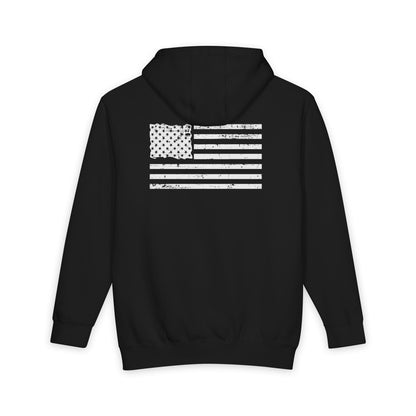 American Flag Hoodie with '1776' Stars — Vintage Patriotic Pullover