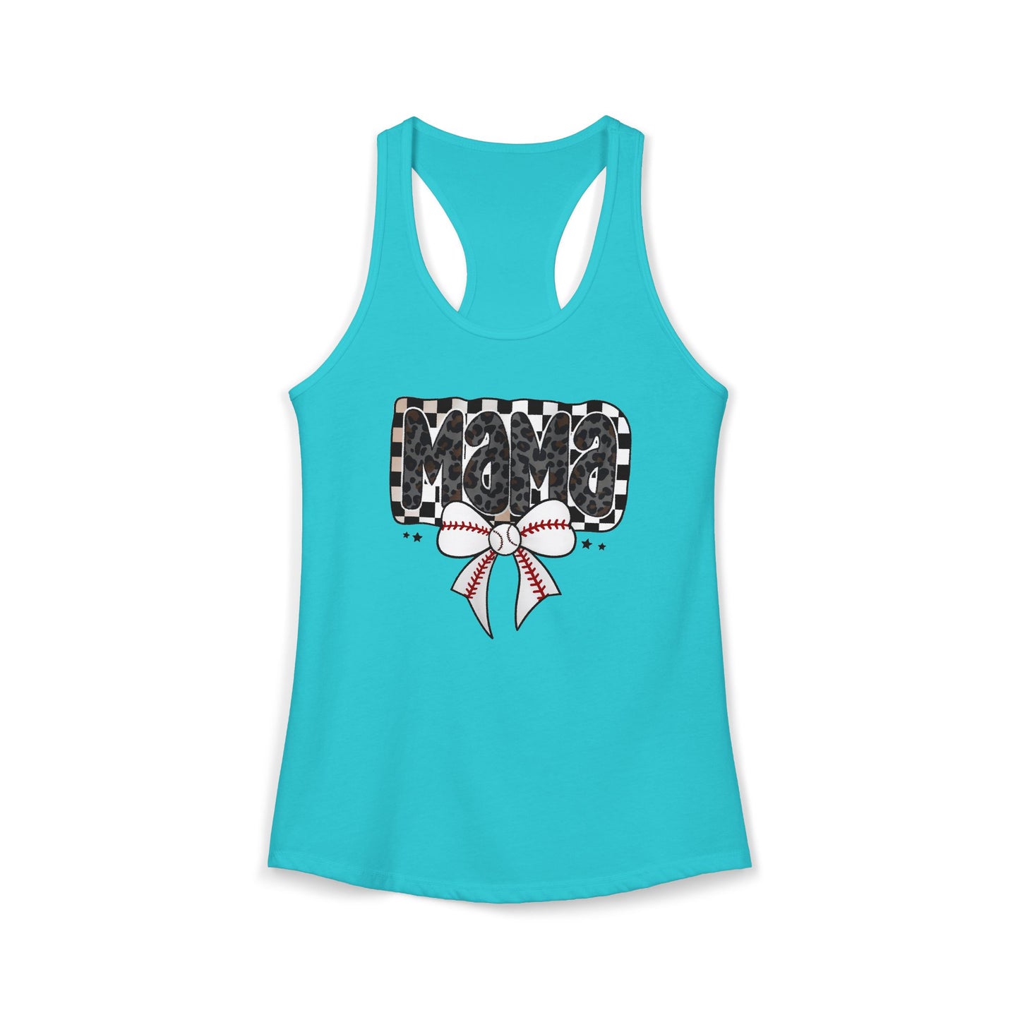 Baseball Checkered Mama Racerback Tank