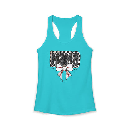 Baseball Checkered Mama Racerback Tank