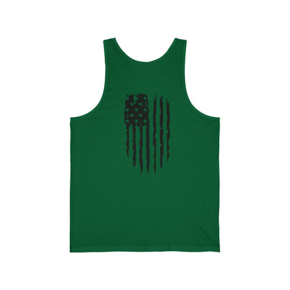 American Flag Skull Tank Top — Distressed Patriotic USA Sleeveless Tee