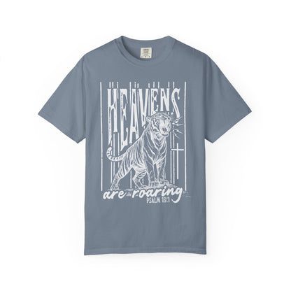 Heaven's Are Roaring Tiger Tee- Purple Writing