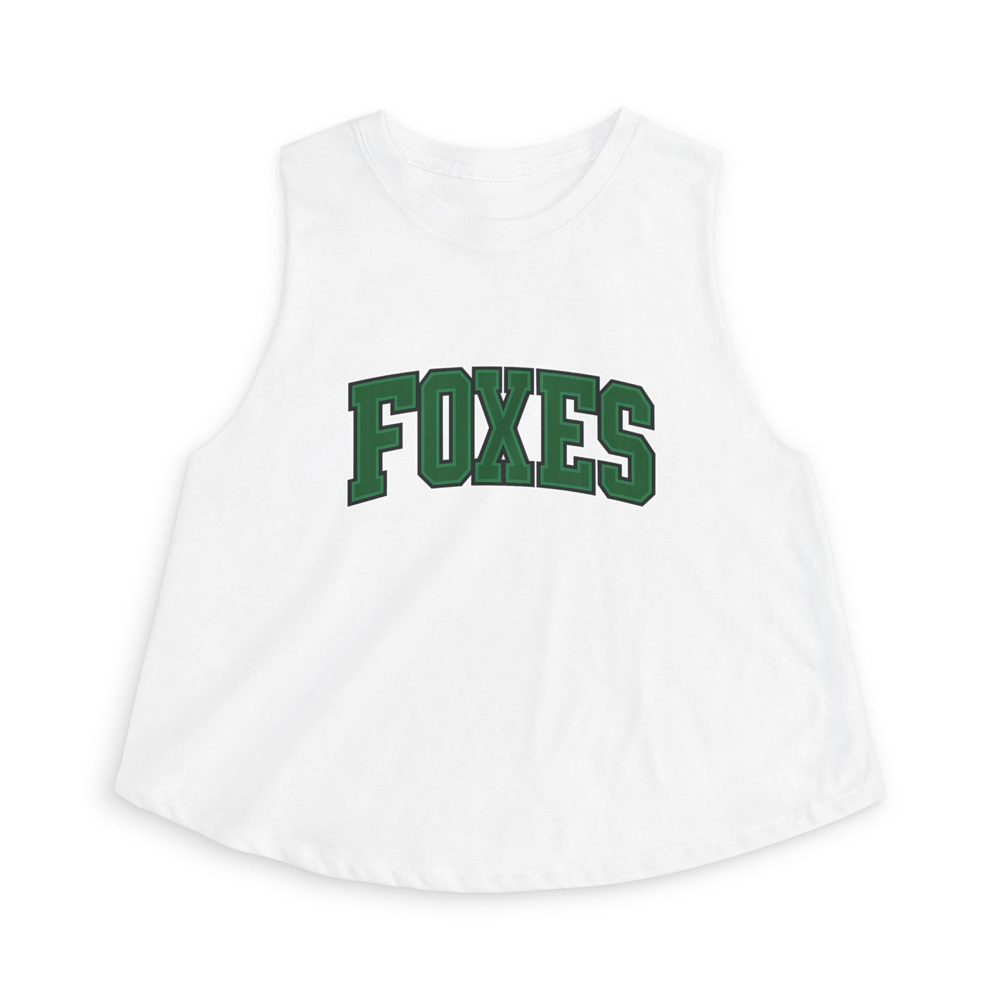 Foxes Crop Top — Women's Athletic Tank Top with Green Collegiate Logo
