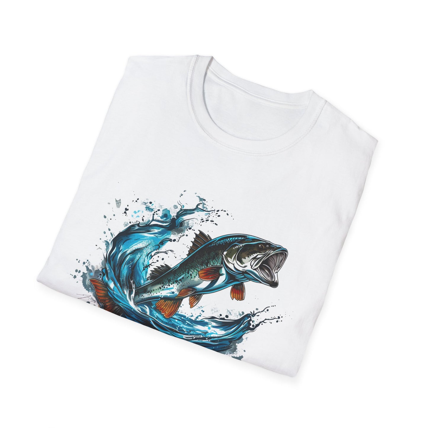 Bass Fishing T‑Shirt - Leaping Bass Water Splash Graphic Tee