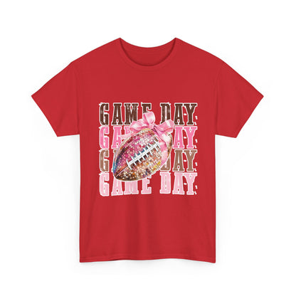 Game Day Pink Football Tee — Women's Cheer Football Shirt