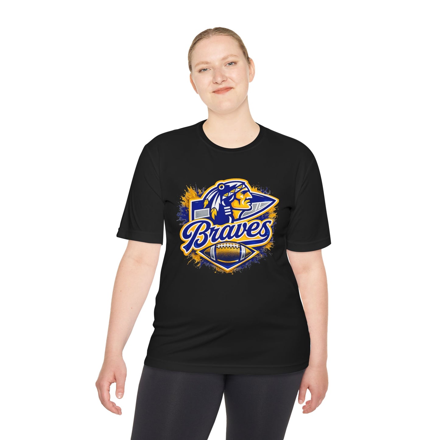 Braves Football Team Tee — Vintage Mascot Logo Moisture-Wicking Shirt