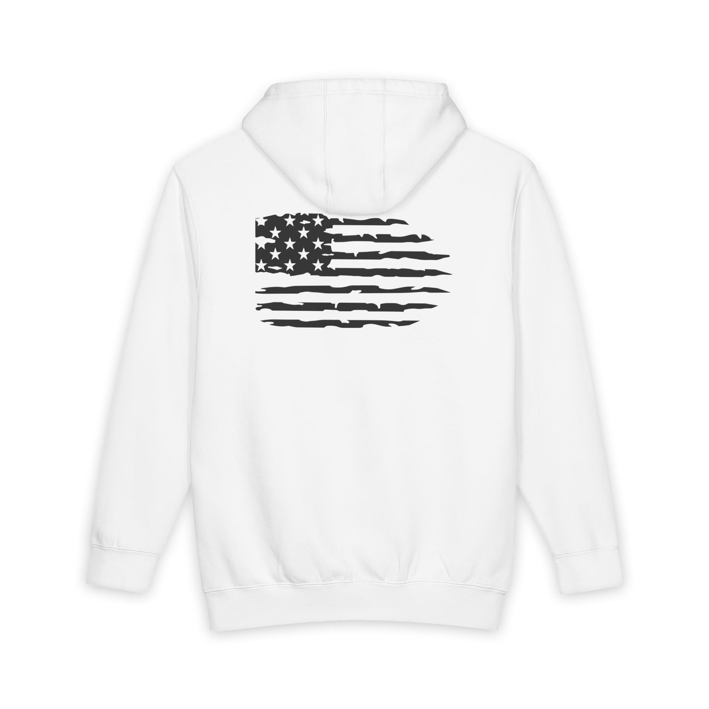 American Flag Skull Hoodie — Distressed Patriotic Pullover