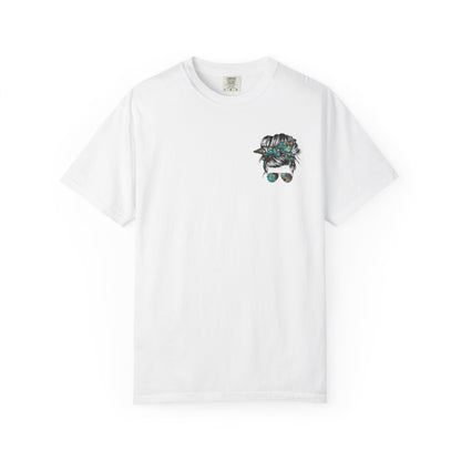 Teal Messy Hair Bun Cheetah Tee
