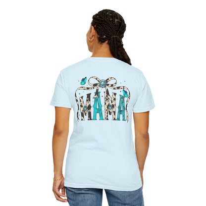 Teal Messy Hair Bun Cheetah Tee