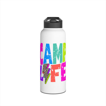 Camp Life Neon Stainless Steel Water Bottle - BLACK