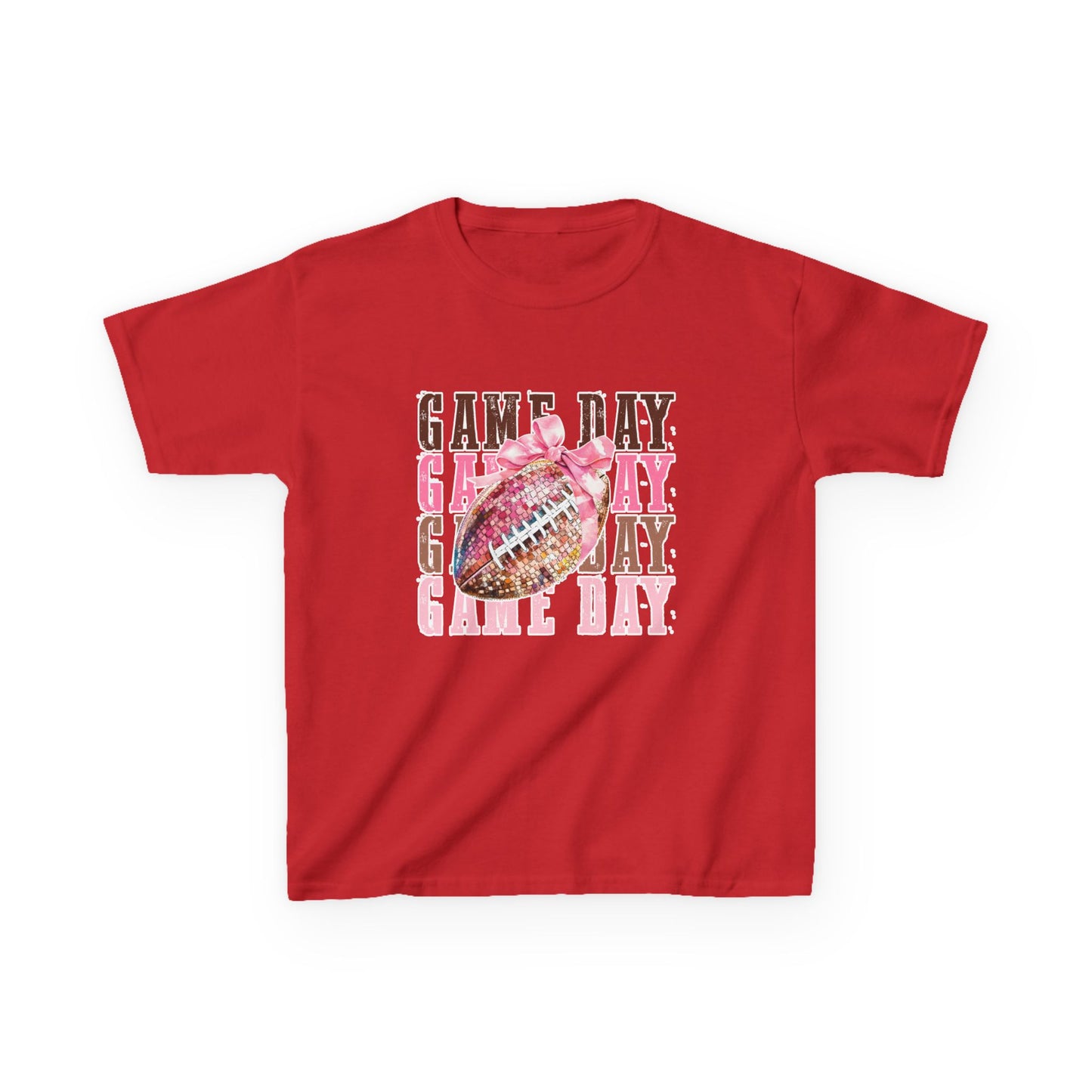 Kids Game Day T‑Shirt — Pink Glitter Football Design