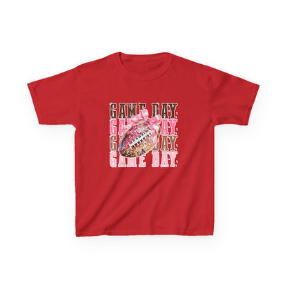 Kids Game Day T‑Shirt — Pink Glitter Football Design
